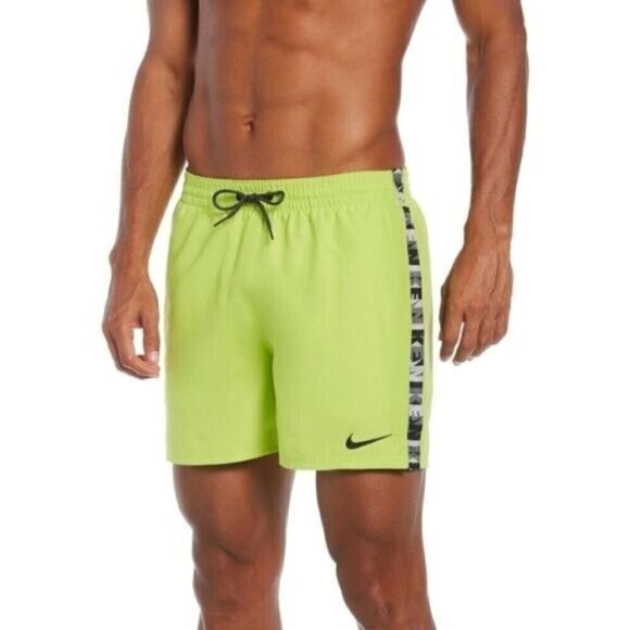 Nike Volley Swim Shorts Athletic Pull-on Atomic Green Logo Side Mesh Brief XXL - Picture 2 of 9